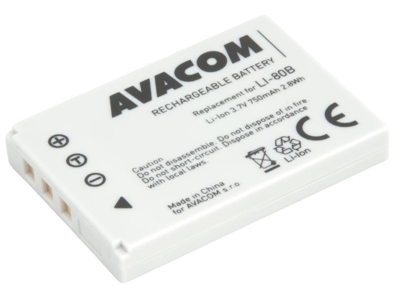 AVACOM DIOL-LI80-B750 Li-Ion 3.7V 750mAh - neoriginální - Baterie Olympus LI-80B Li-Ion 3.7V 750mAh 2.8Wh